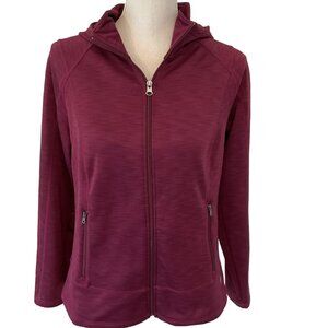 Talbots Women's Jacket Coat Hooded Full Front Zip Burgundy Size Medium